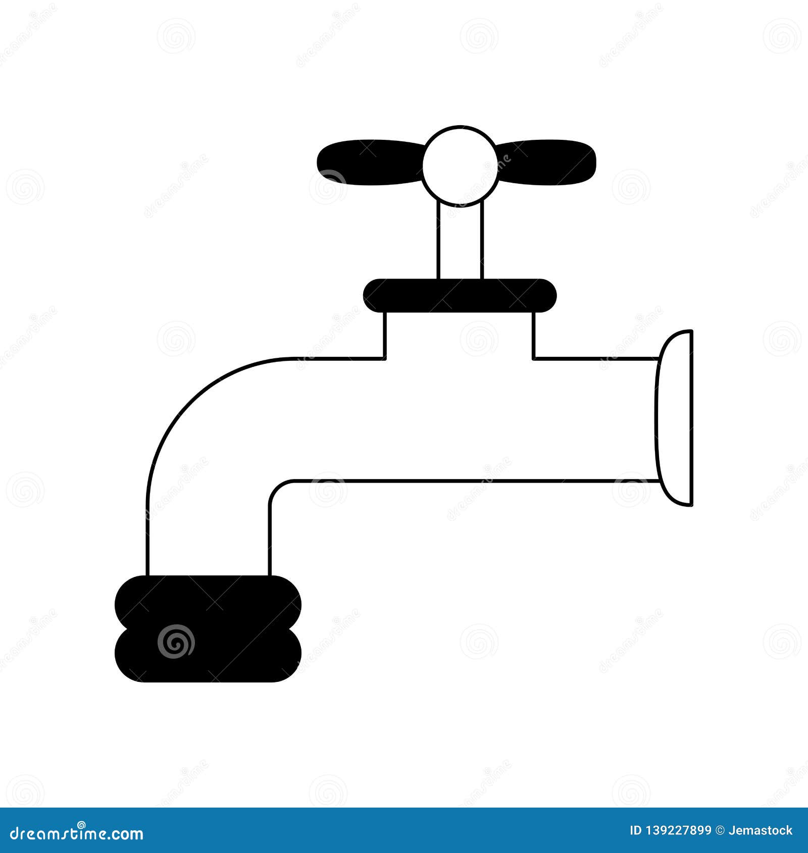 Water Tap Cartoon Isolated in Black and White Stock Vector - Illustration  of silver, hygiene: 139227899
