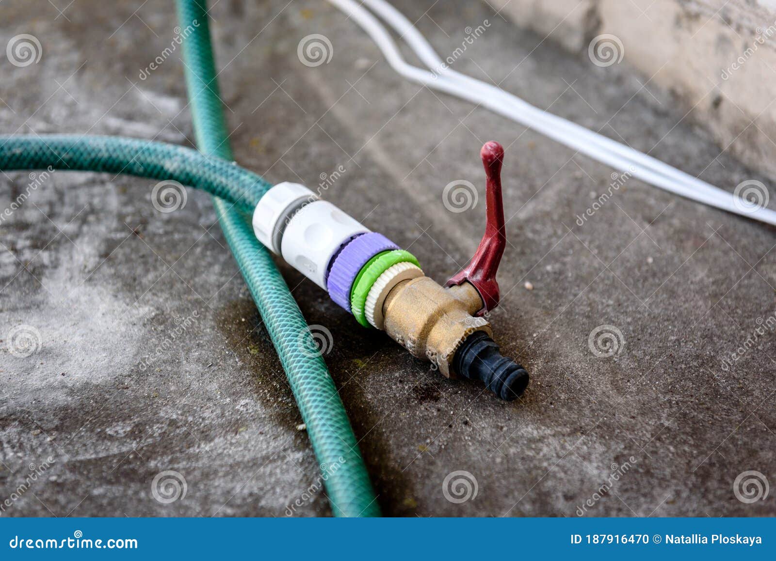 Water tap on the hose stock photo. Image of tool, ecology 187916470