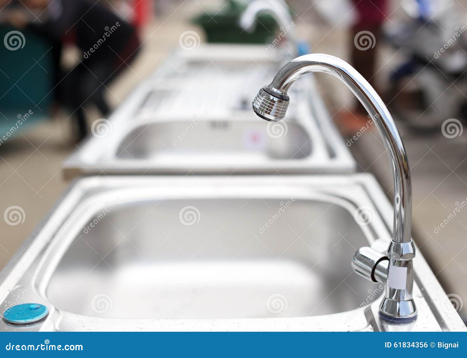 Water Tap on Stainless Steel Kitchen Sink Stock Photo Image of drain