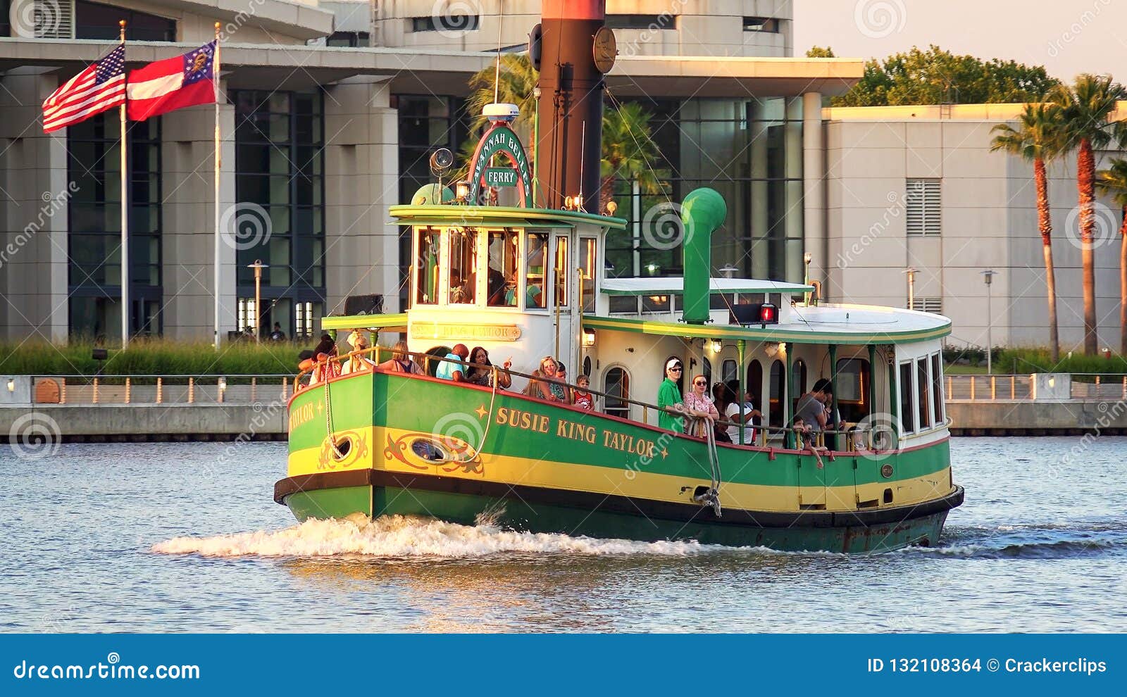 Water Taxi Along Historic River Street Waterfront in Savannah, G