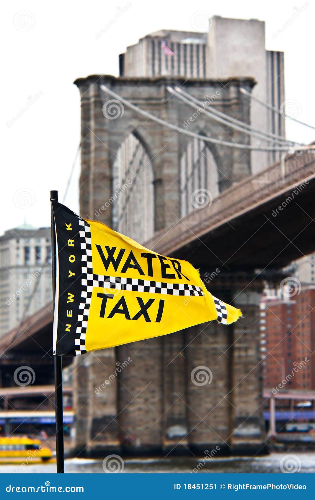 Water Taxi Flag And Brooklyn Bridge Stock Image Image 18451251