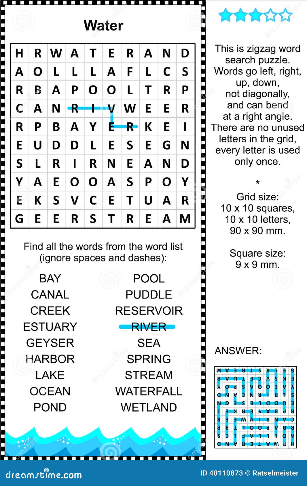 Water Themed Wordsearch Puzzle Stock Vector - Illustration ...