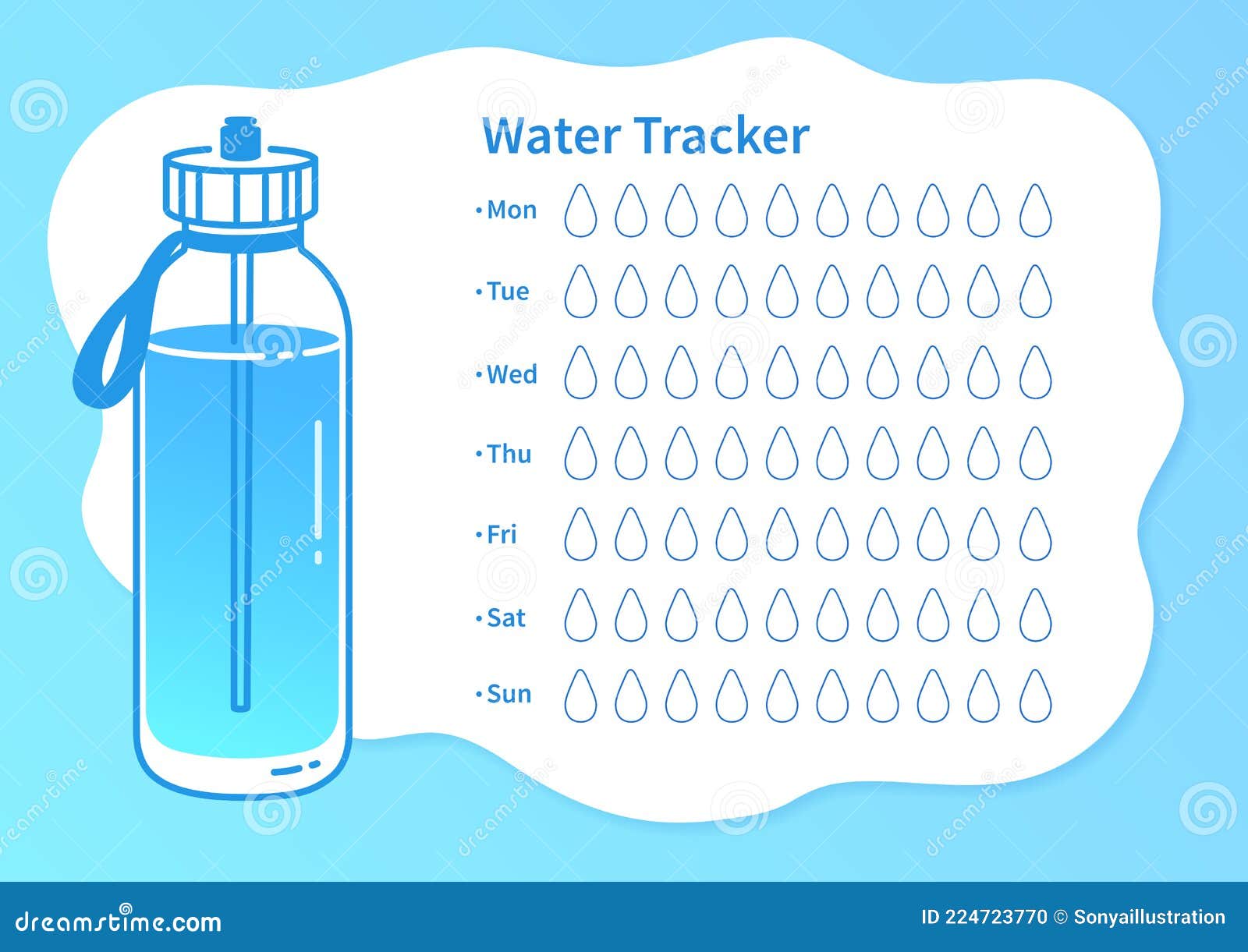Water Tracker with Sport Bottle Stock Vector Illustration of healthy
