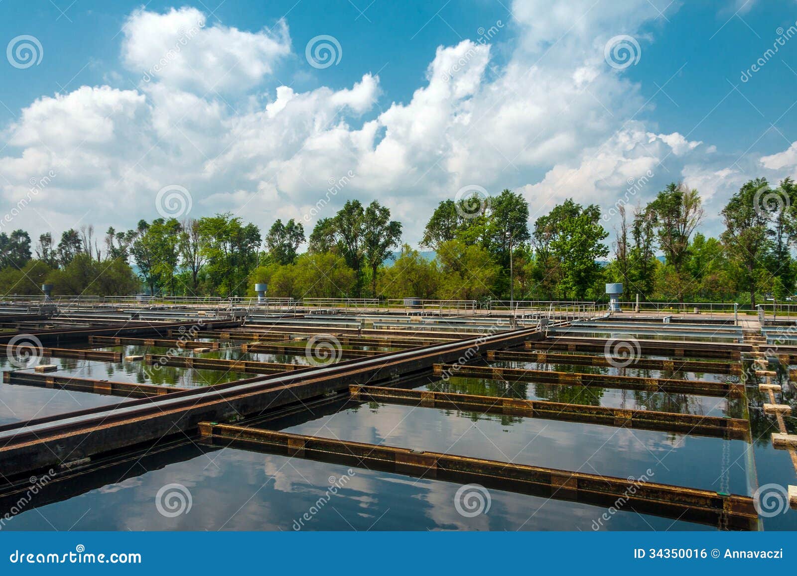 Water Treatment Facility with Large Pools Stock Photo Image of