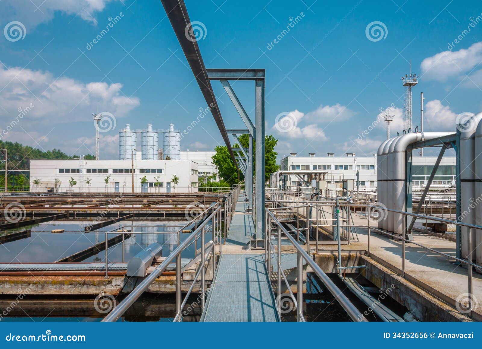 Water Treatment Facility with Large Pools Stock Photo Image of flow