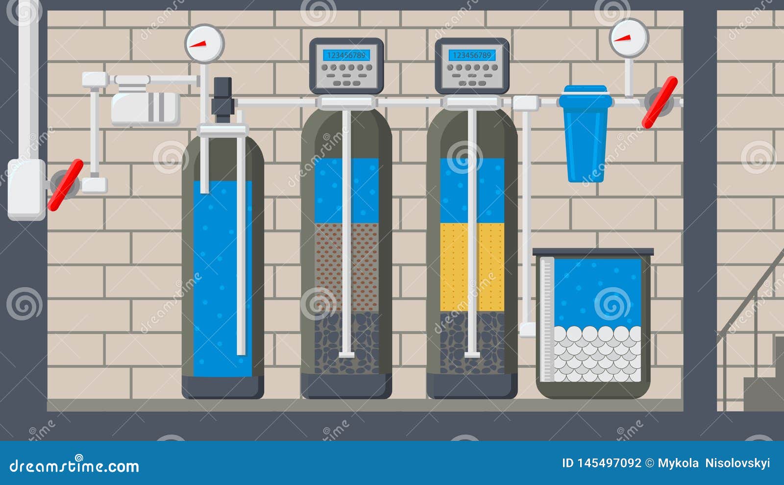 Water Treatment System Flat Vector Illustration Stock Vector