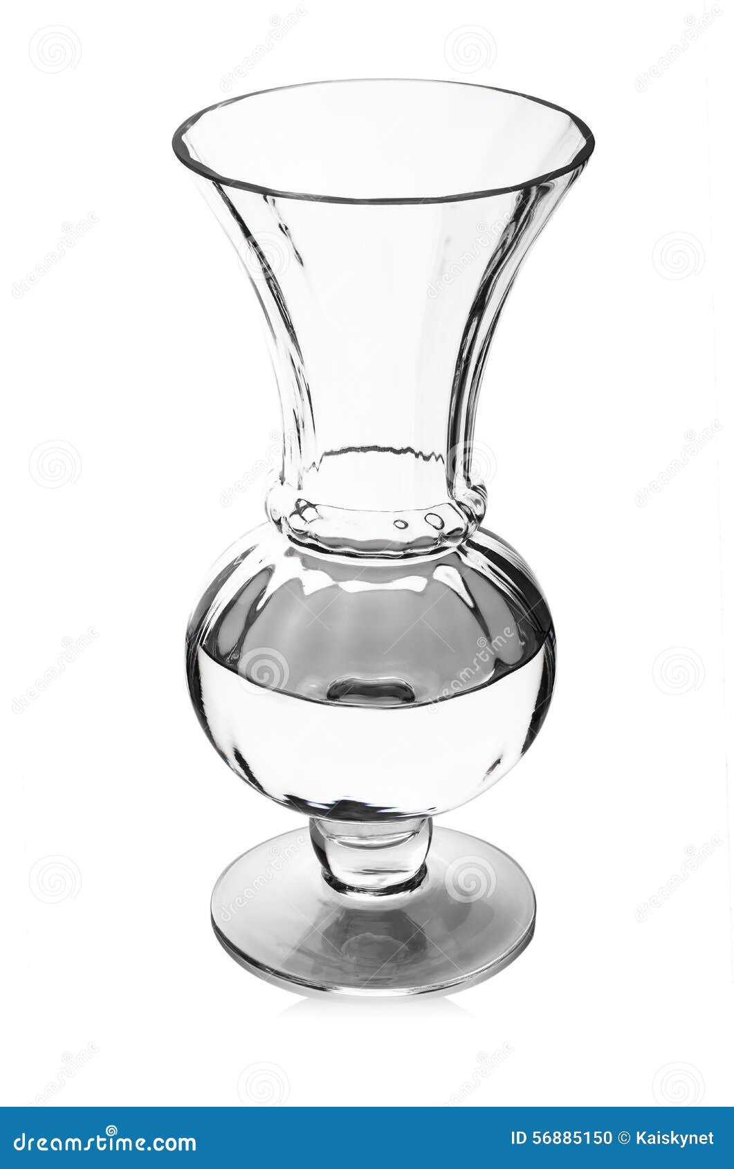 Water in Vase of Glass, Isolated on a White Background Stock Photo