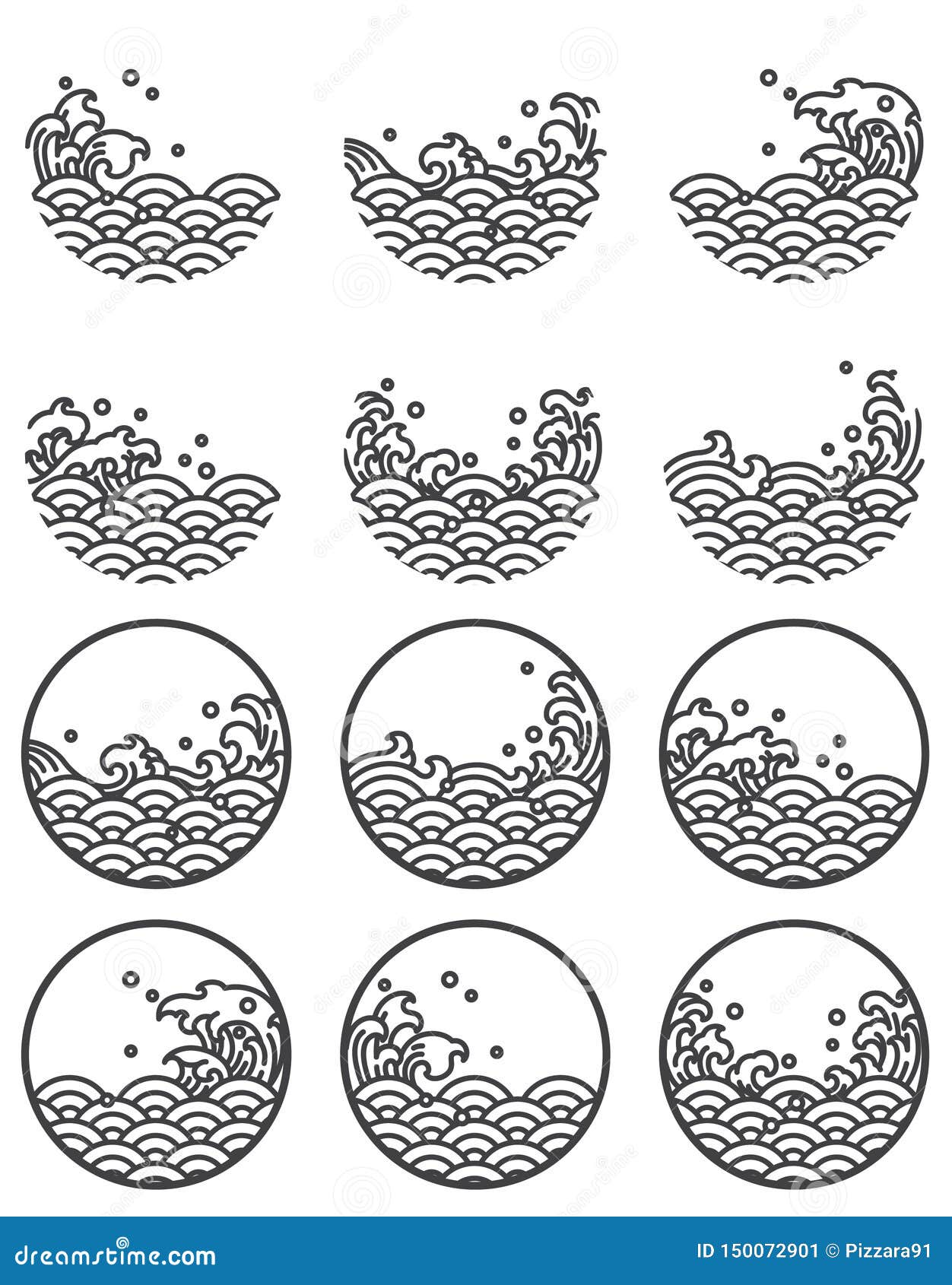 Water Wave Line Logo Symbols Stock Vector Illustration Of Creative Antique