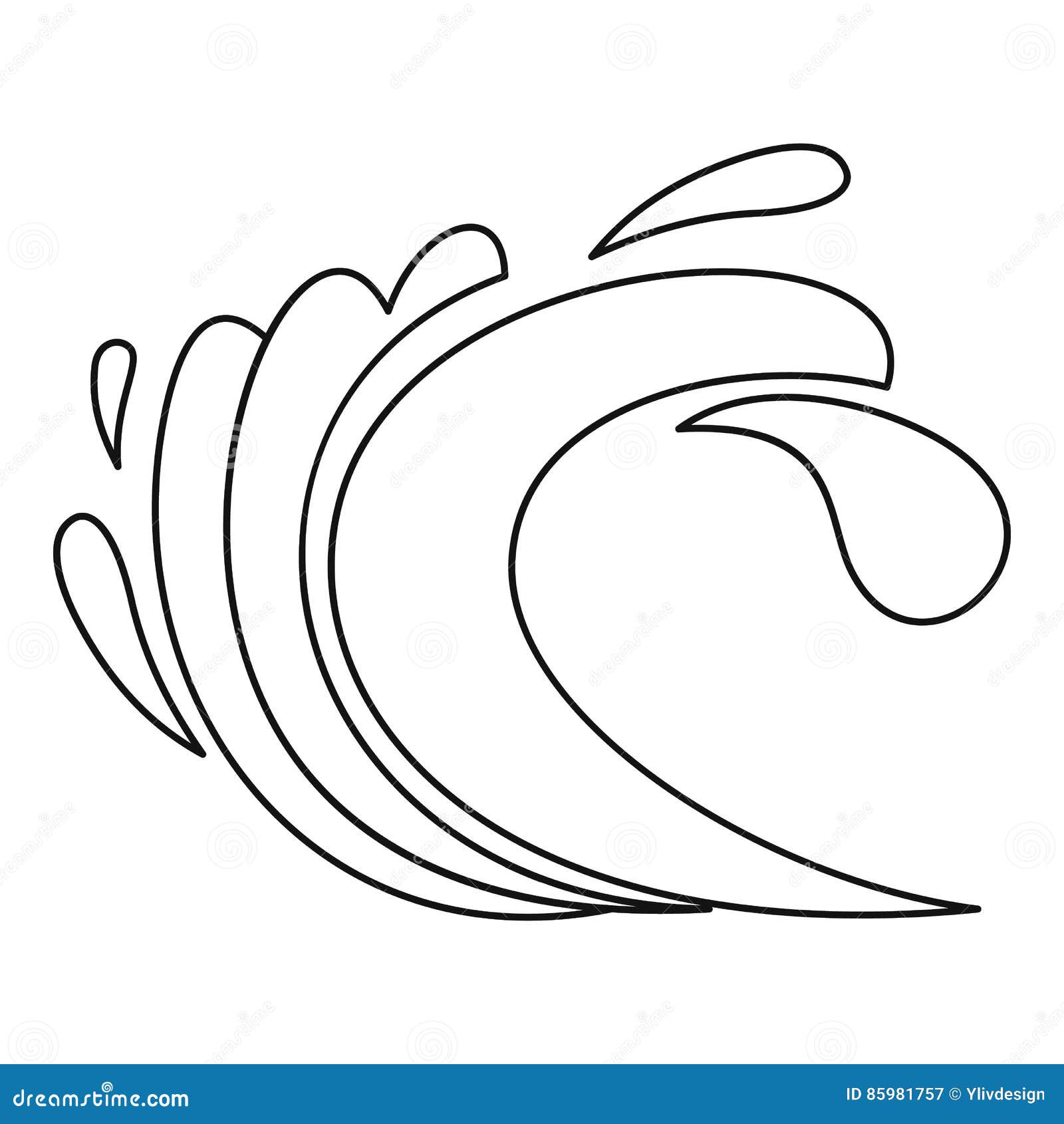 Water Wave Splash Icon, Outline Style Stock Vector Illustration of