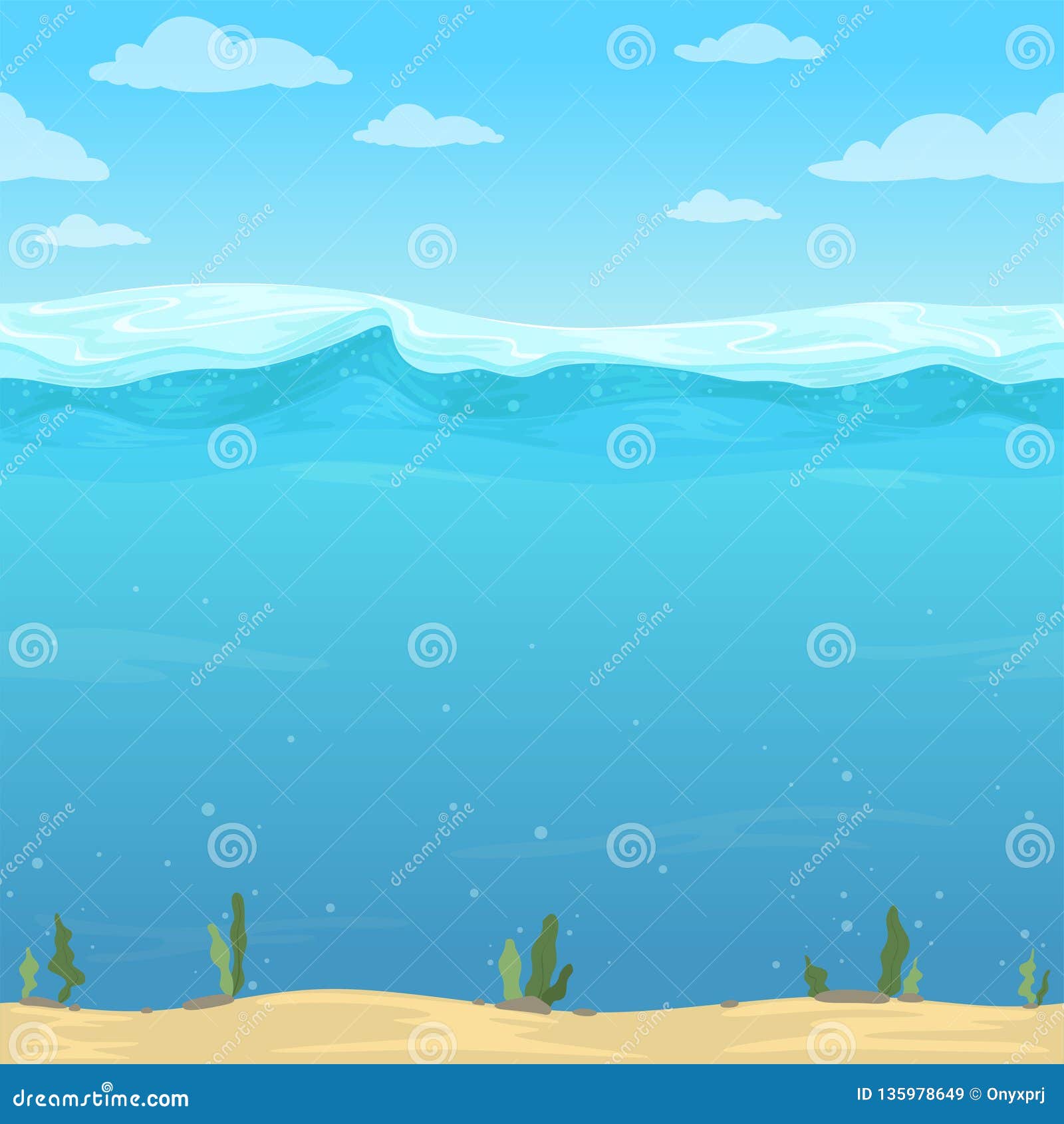 Water Waves Background. Seamless Liquid Pattern Sea Ocean River Cartoon  Surface for 2d Vector Game Stock Vector - Illustration of design, aquatic:  135978649