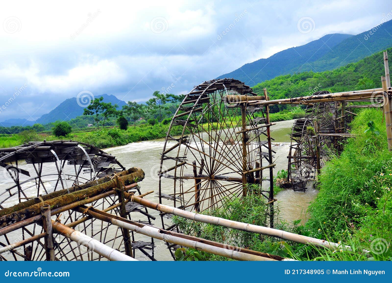 water wheel - a tool of mountan people which take water from river to their field automa puluong - so fresh, so cool, really great