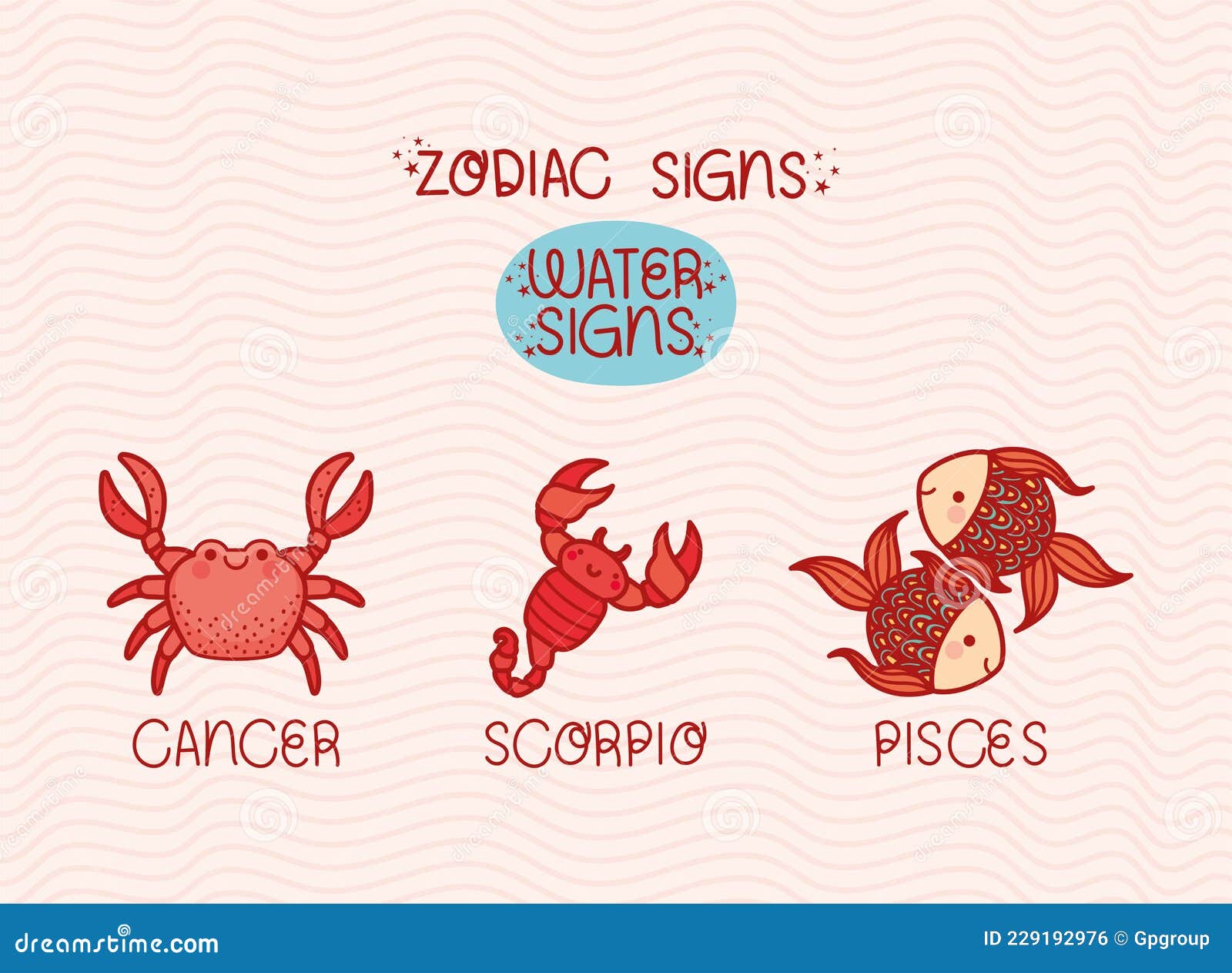 Water zodiac signs stock vector. Illustration of design 229192976