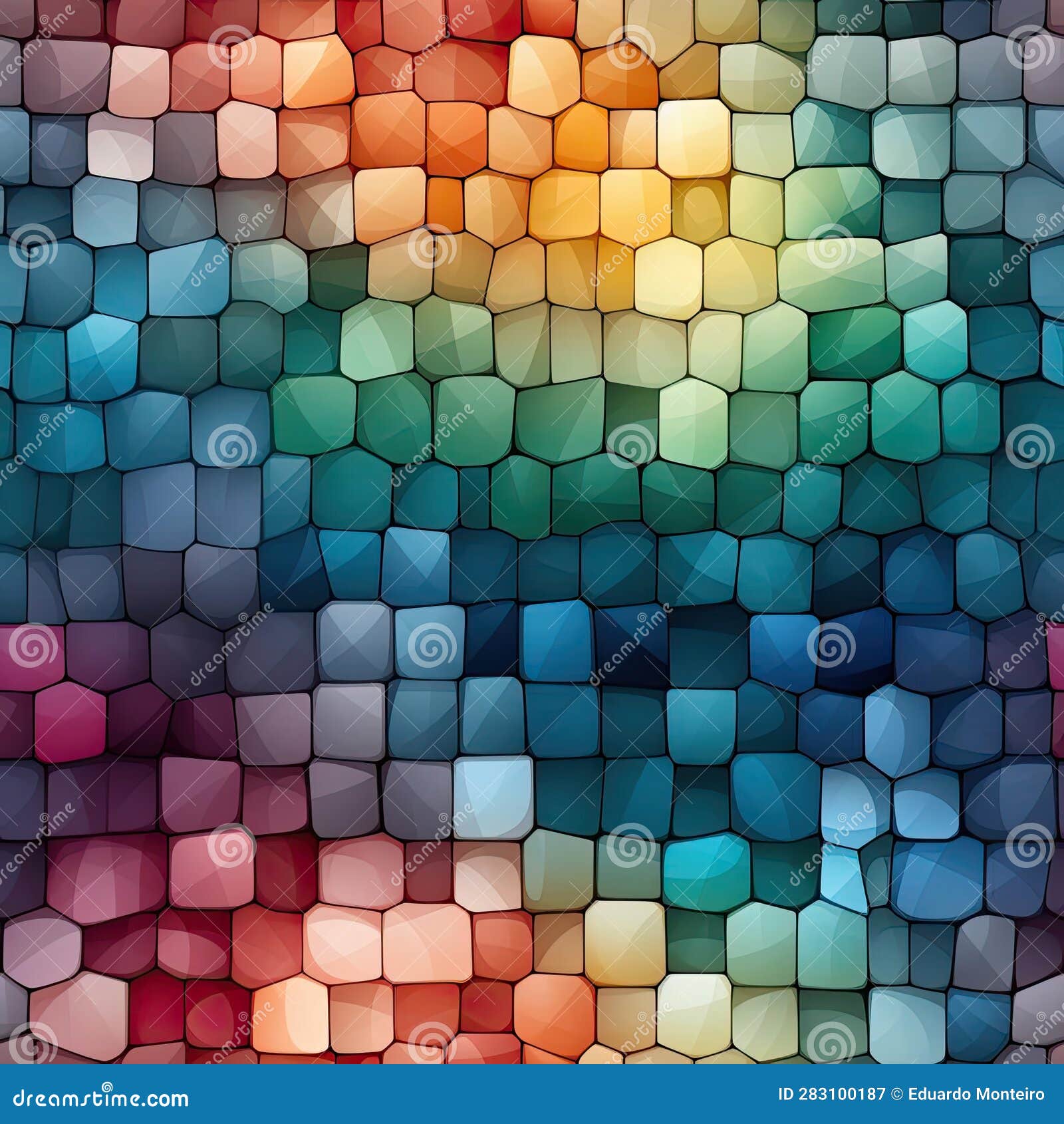 watercolor abstract cubo mosaic tile background with colorful gradients (tiled)