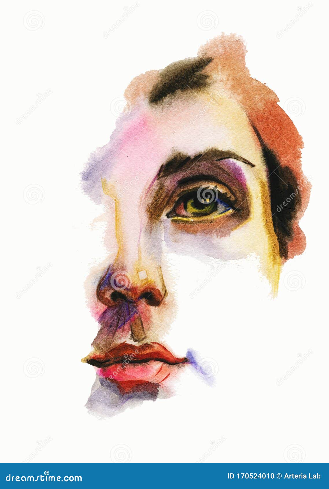 Watercolor Abstract Female Face Illustration. Contemporary Painting of  Woman Face on White Background Stock Illustration - Illustration of  brushstroke, artistic: 170524010