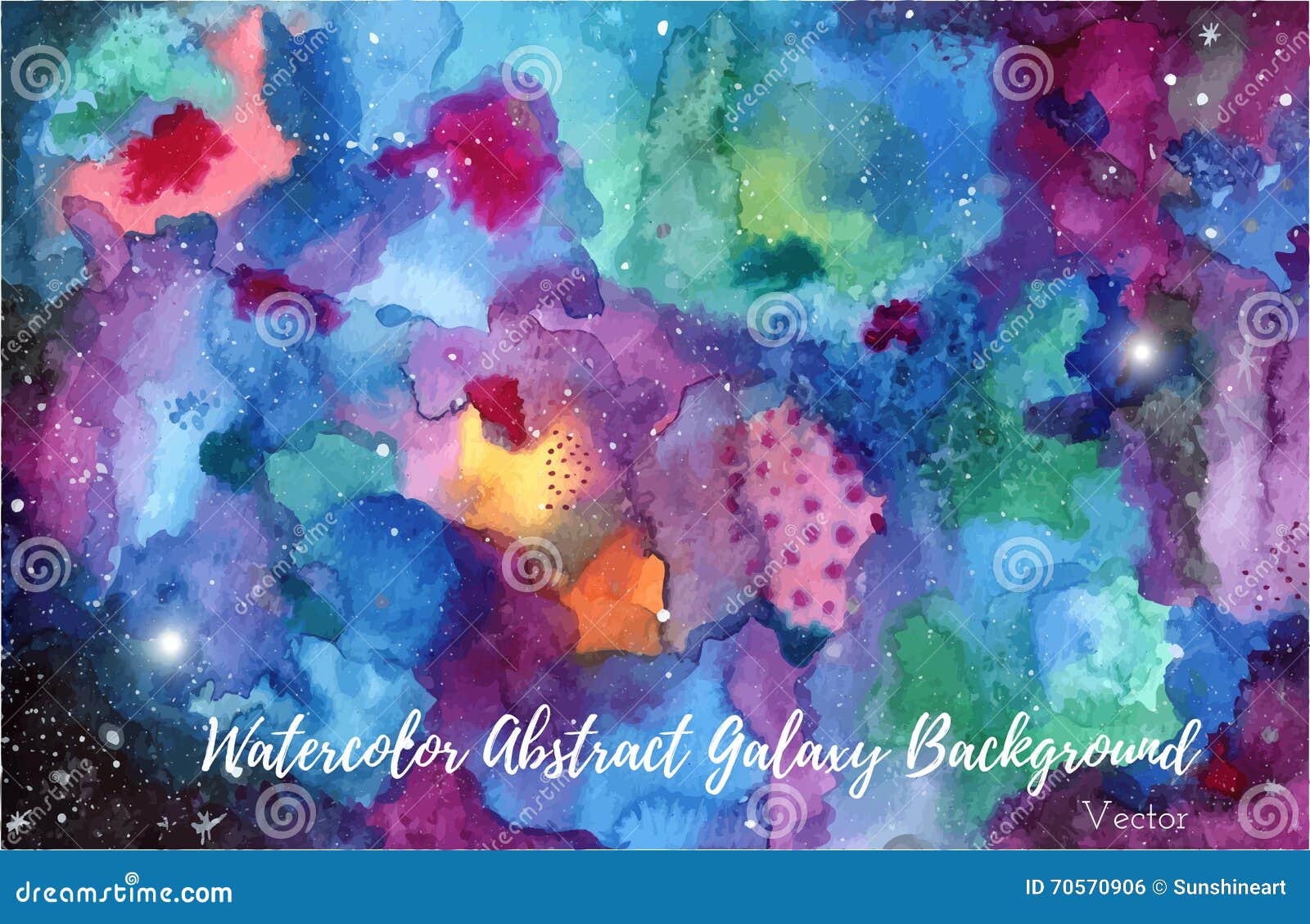 Watercolor Abstract Galaxy Background Stock Vector Illustration