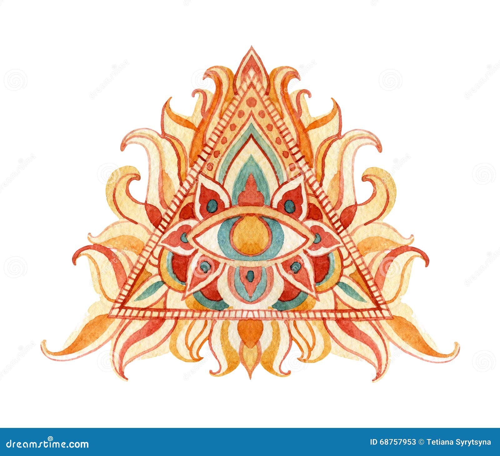 Watercolor All Seeing Eye Symbol in Pyramid. Stock Illustration -  Illustration of drawn, boho: 68757953