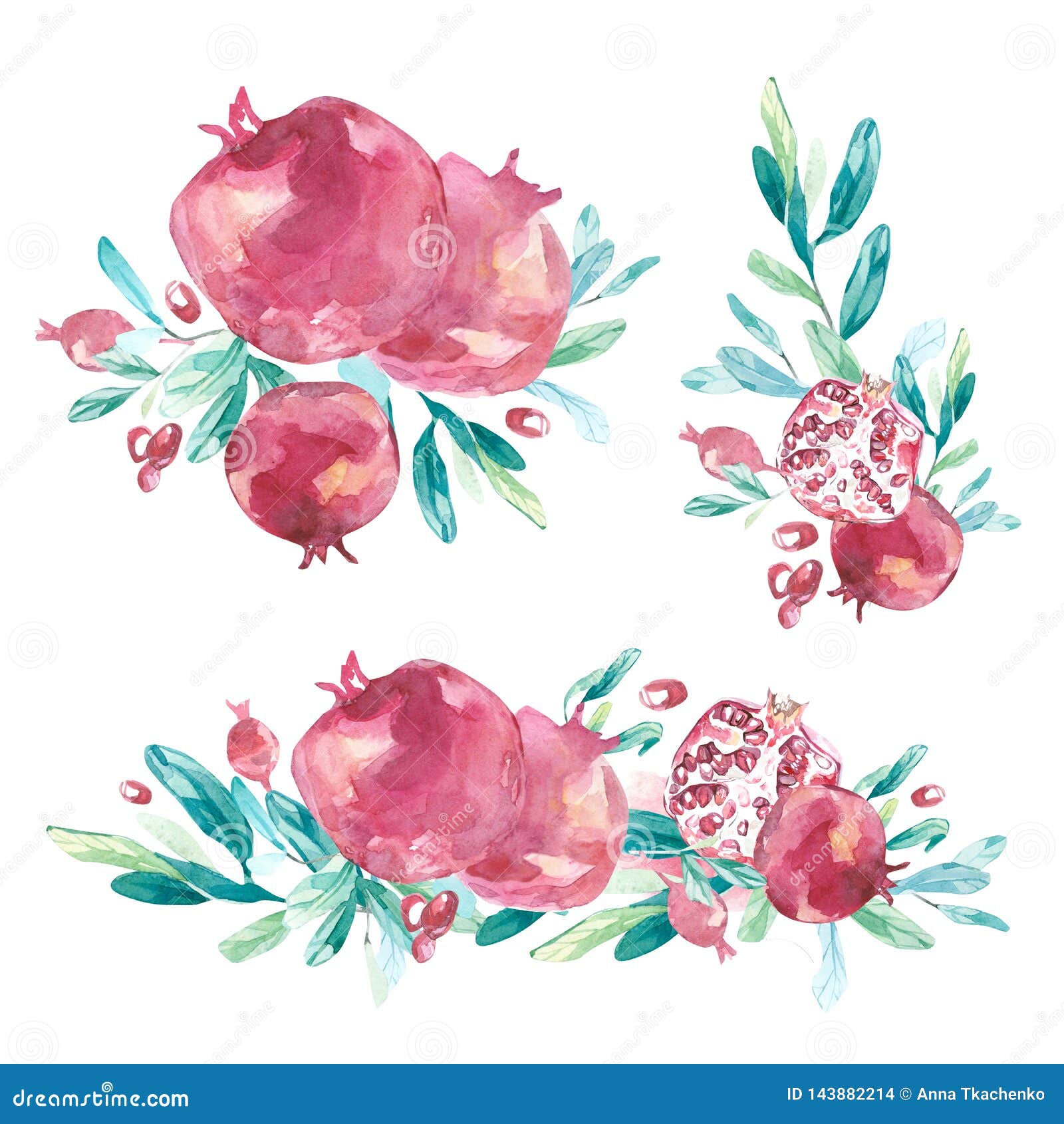 Download Watercolor Summer Floral Arrangements With Tropical Fruit ...