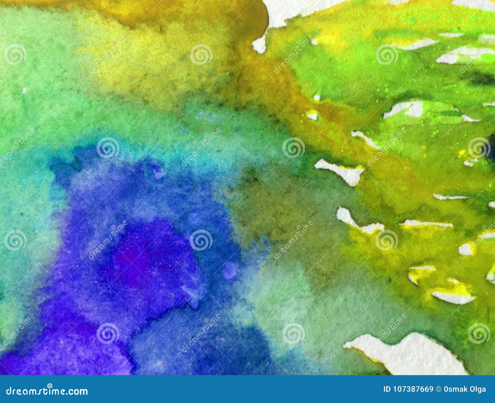 Watercolor Art Background Abstract Splash Blue Green Colorful Textured ...