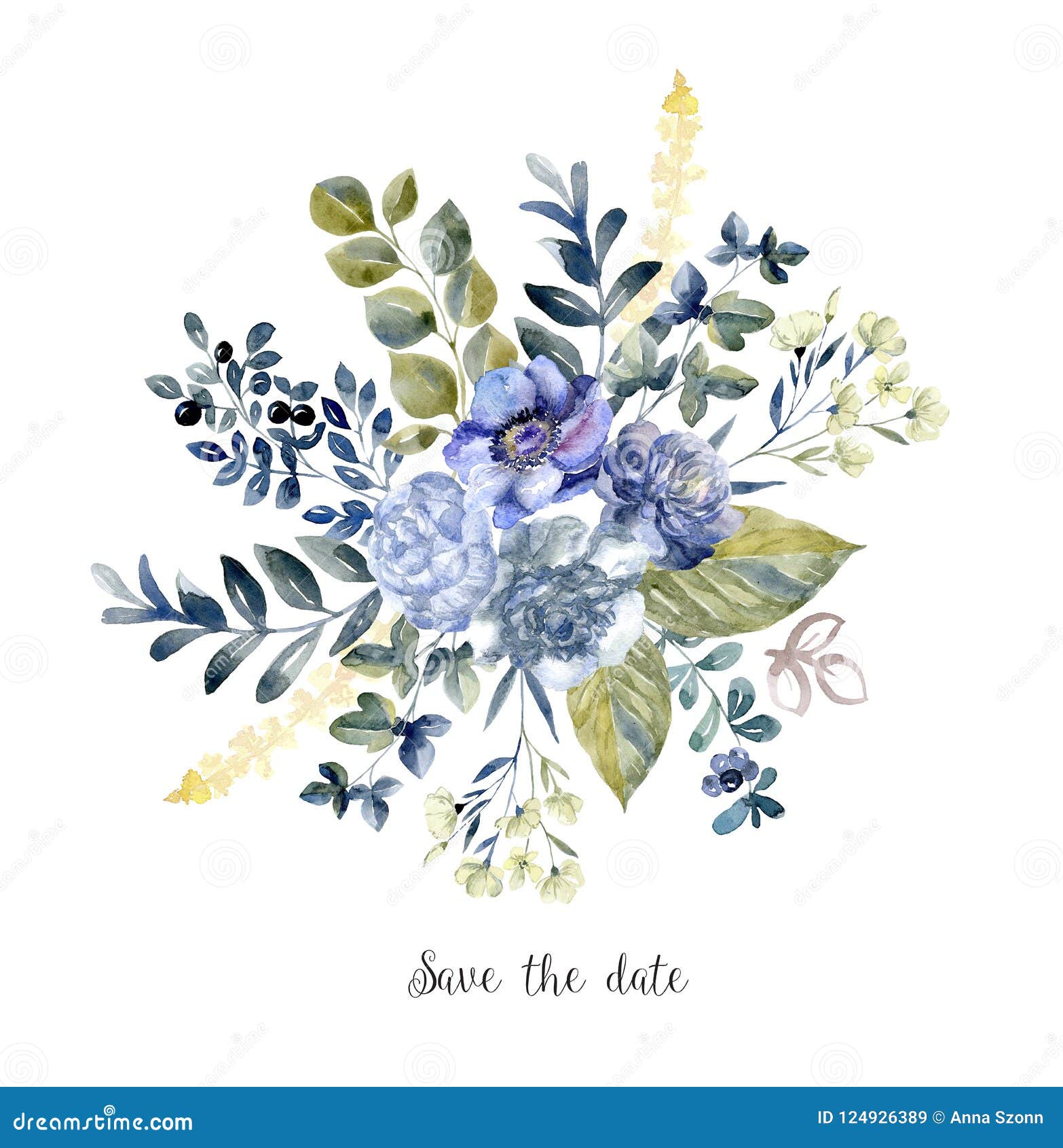 Watercolor Art with Fresh Flower Bouquet for Wedding. Stock Illustration -  Illustration of flower, fresh: 124926389