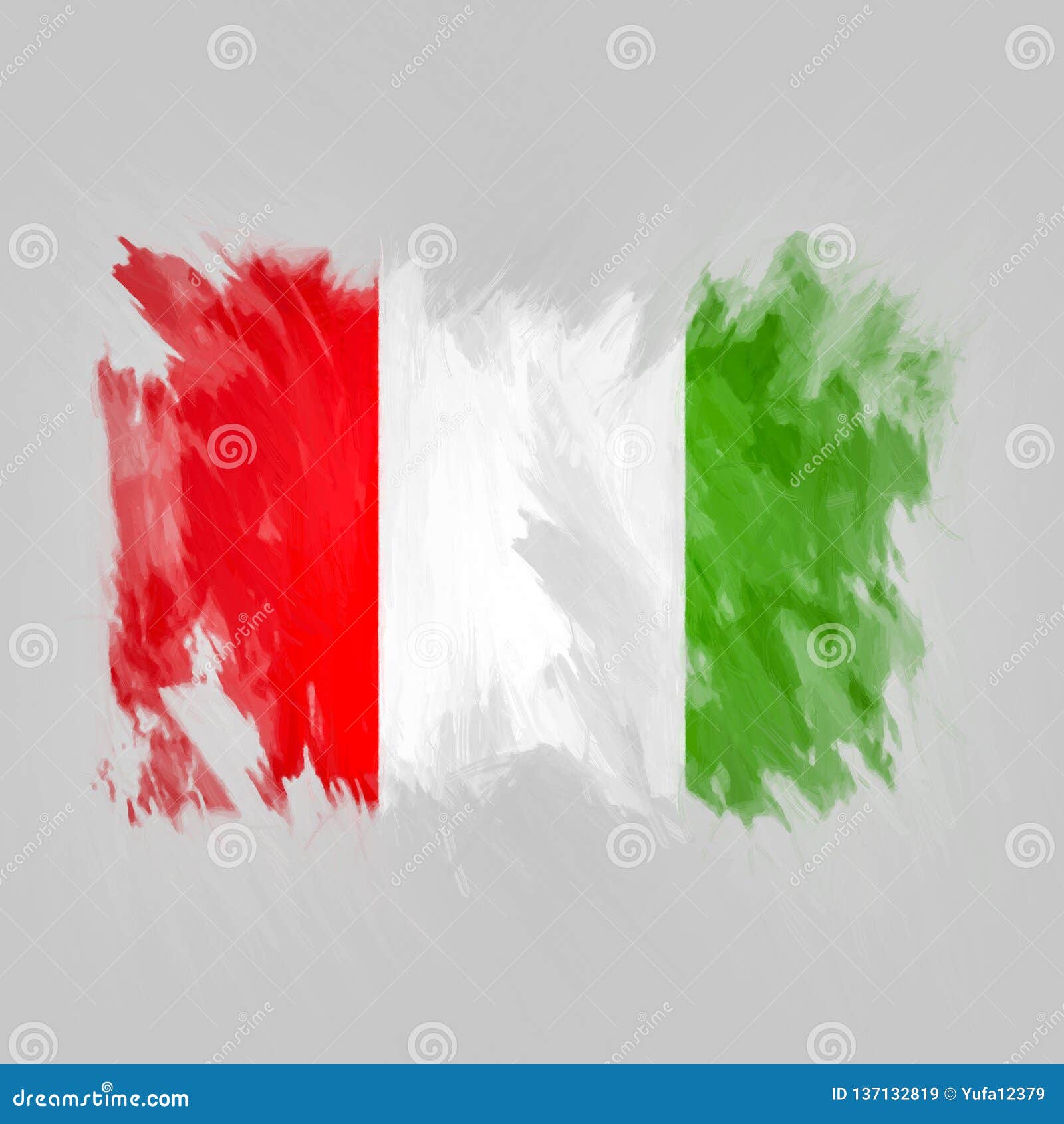 Watercolor Flag of Italy. Art Painted Italy National Flag Stock ...