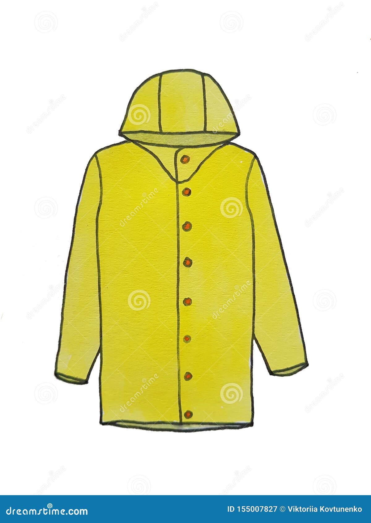 Watercolor Autumn Raincoat. Outline with Different Colors on White ...