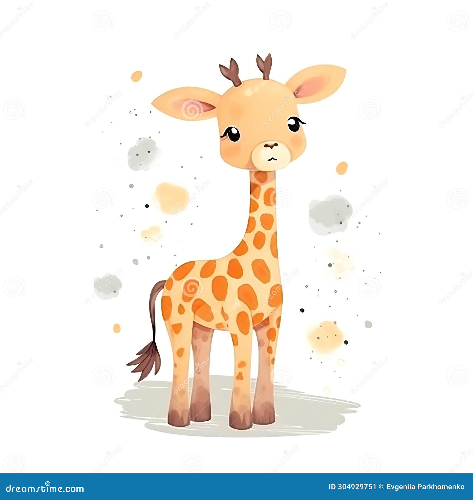 Watercolor Baby Giraffe Artwork Stock Illustration Illustration of