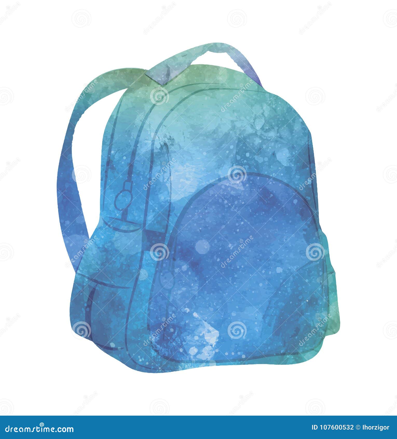 Watercolor Backpack on White Stock Vector Illustration of knapsack