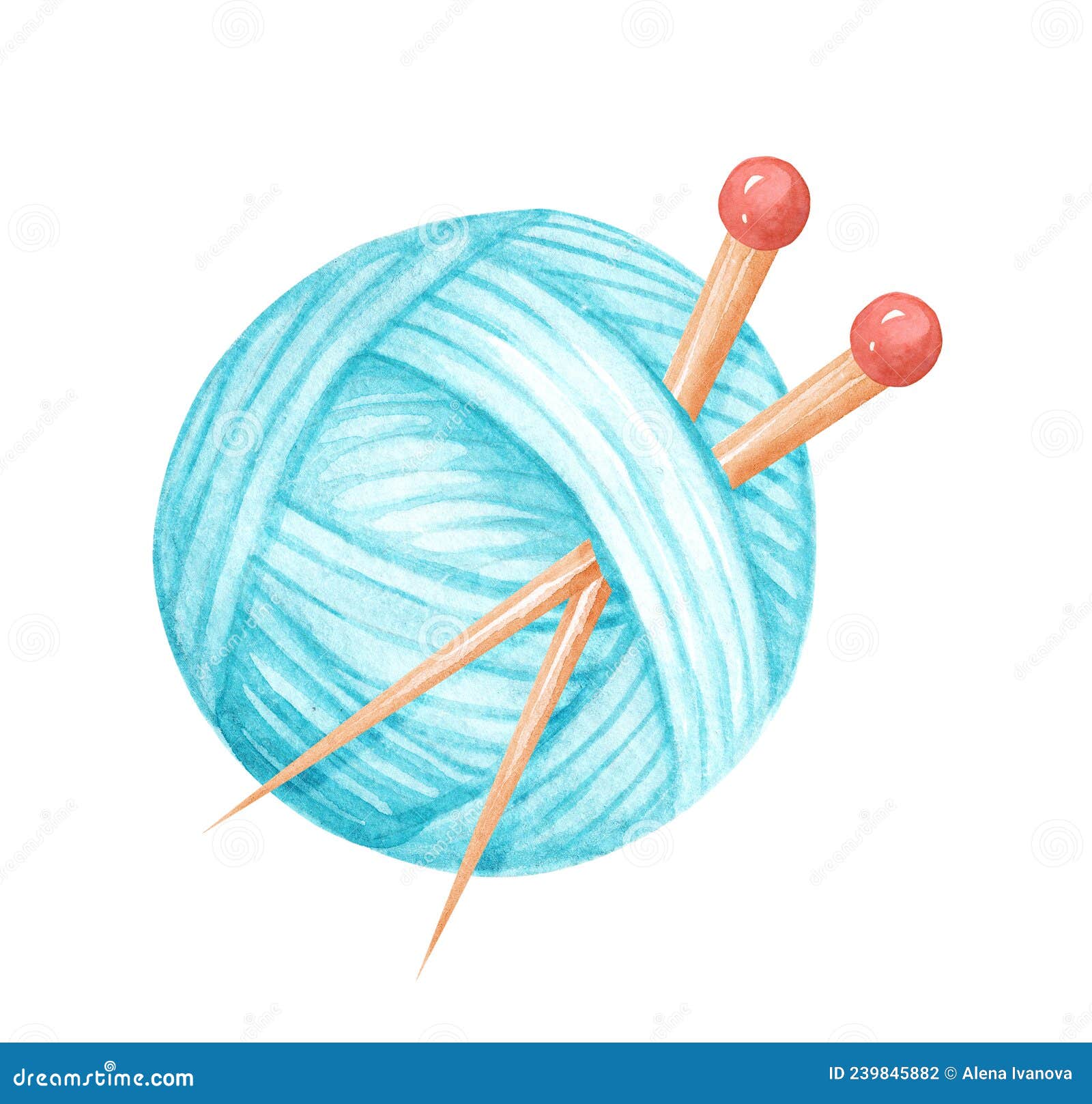 Watercolor Ball of Yarn Isolated on White Stock Illustration ...