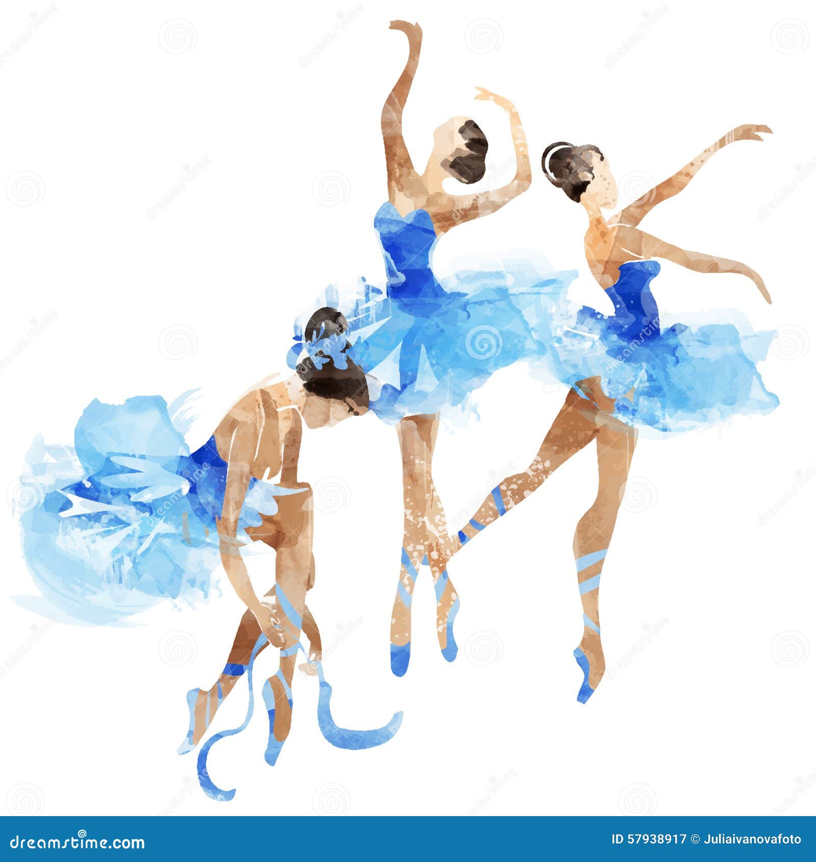 Watercolor Ballerinas Dancing Stock Vector - Illustration of grace ... Watercolor People Dancing