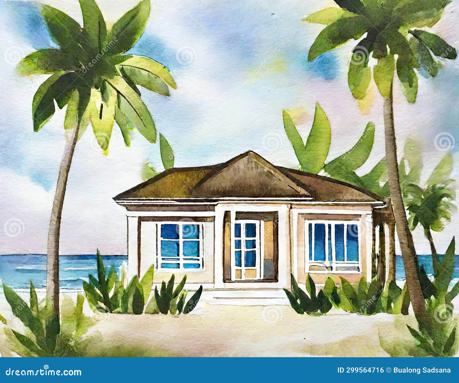 watercolor of  about a beach house