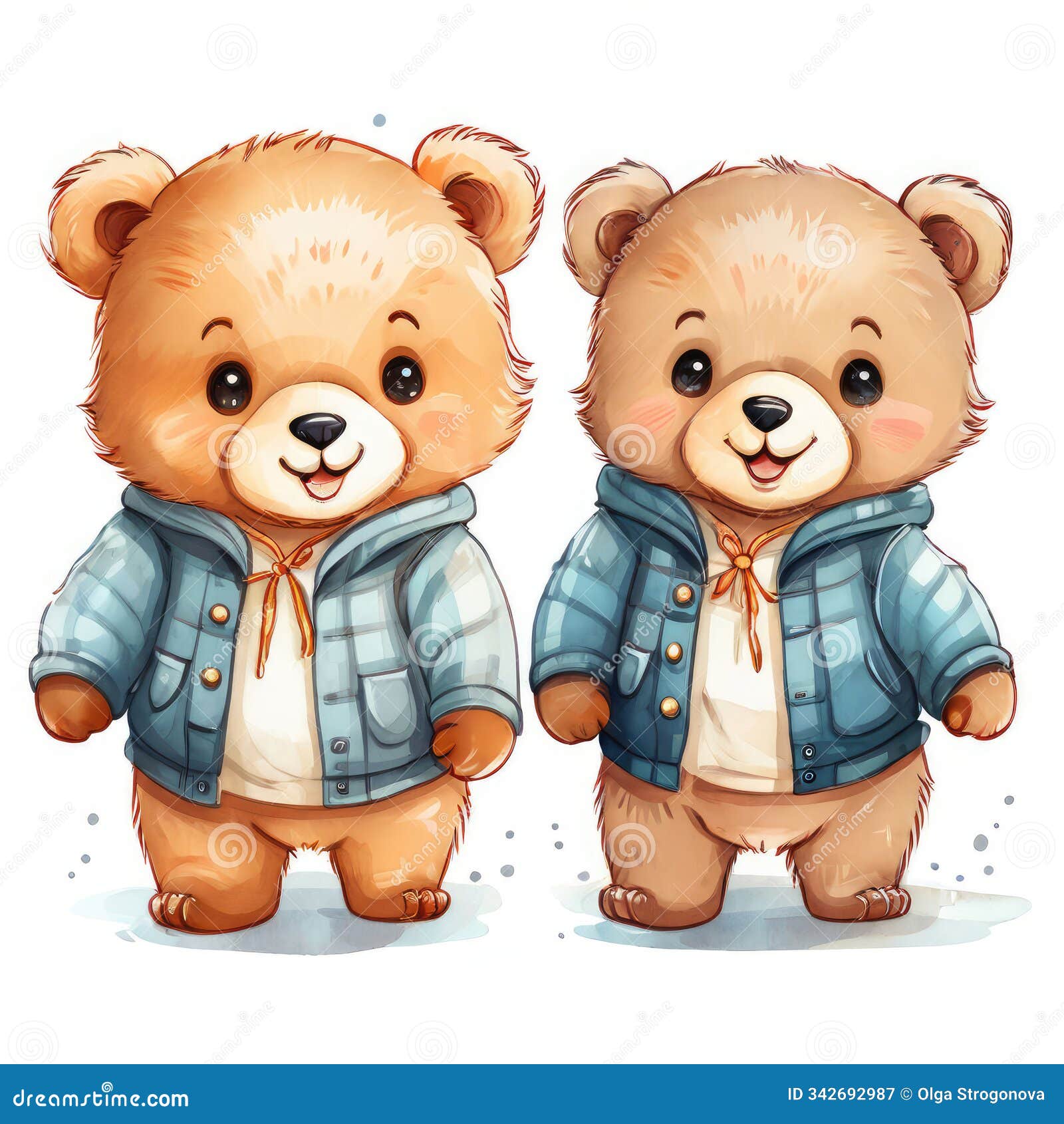 watercolor bears. cute lovely animal  in cartoon style