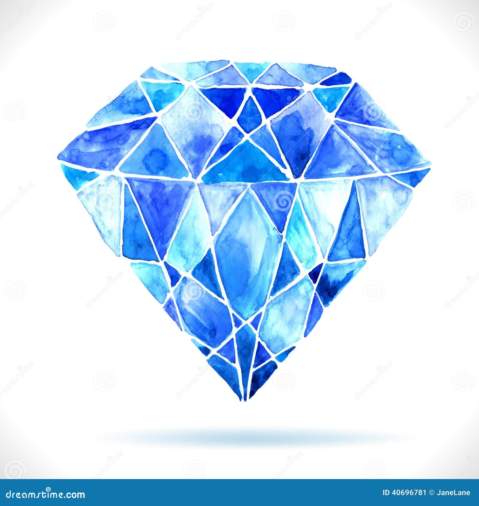 watercolor beautiful blue diamond shadow illustration design 40696781