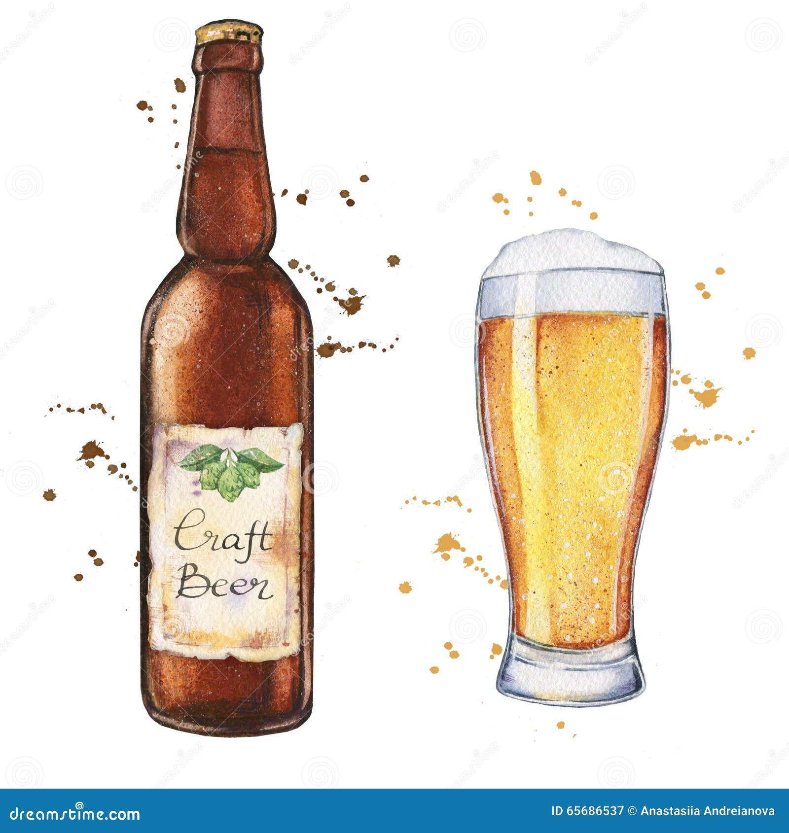 Download Watercolor Beer Glass And Bottle Stock Illustration ...