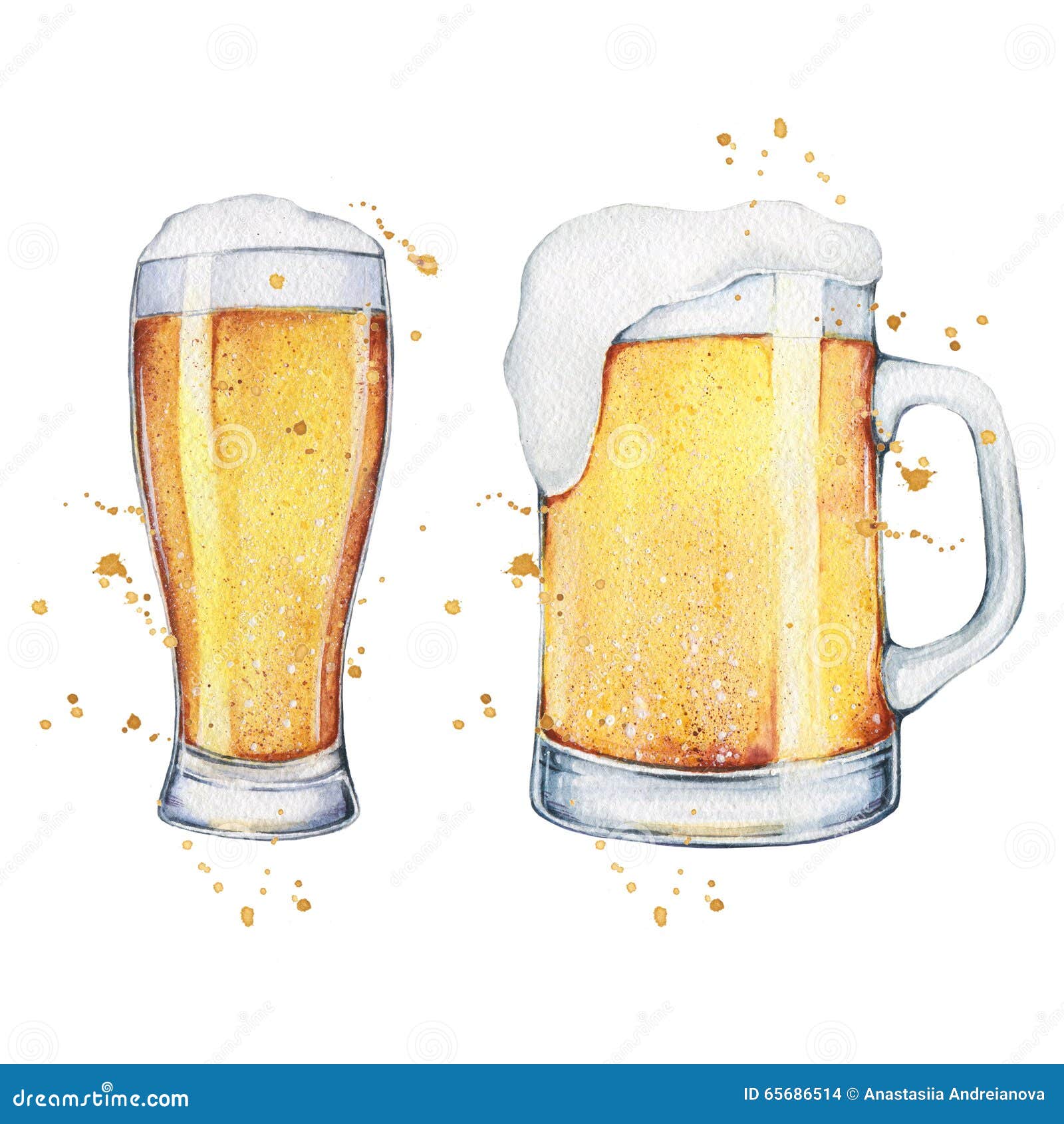 Download Watercolor Beer Glass And Pint. Seamless Pattern Stock ...