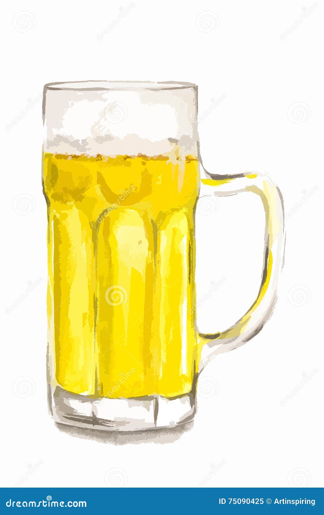 Download Watercolor beer glass. stock vector. Illustration of color ...