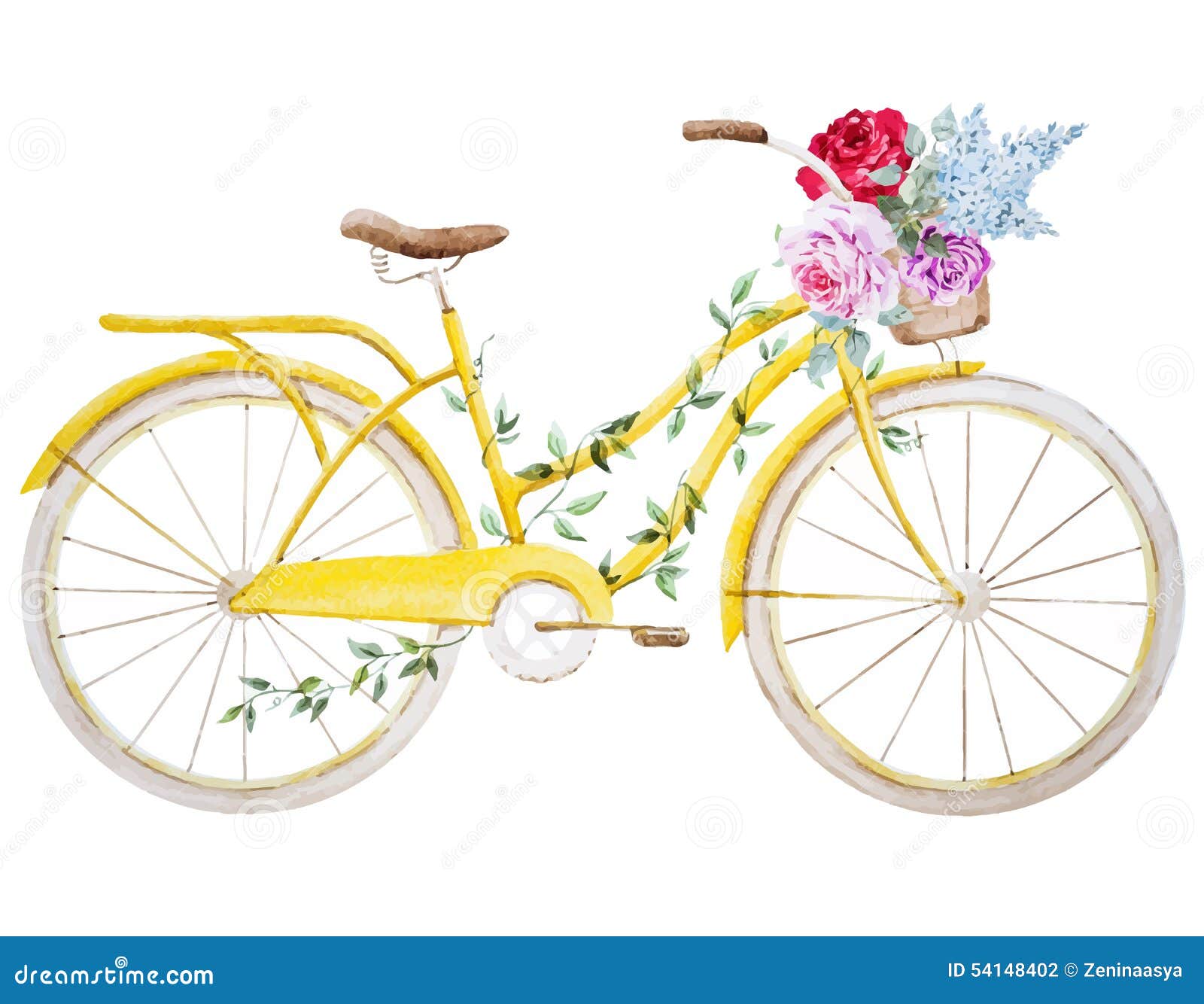 Watercolor bike bicycle stock vector. Illustration of classic 54148402