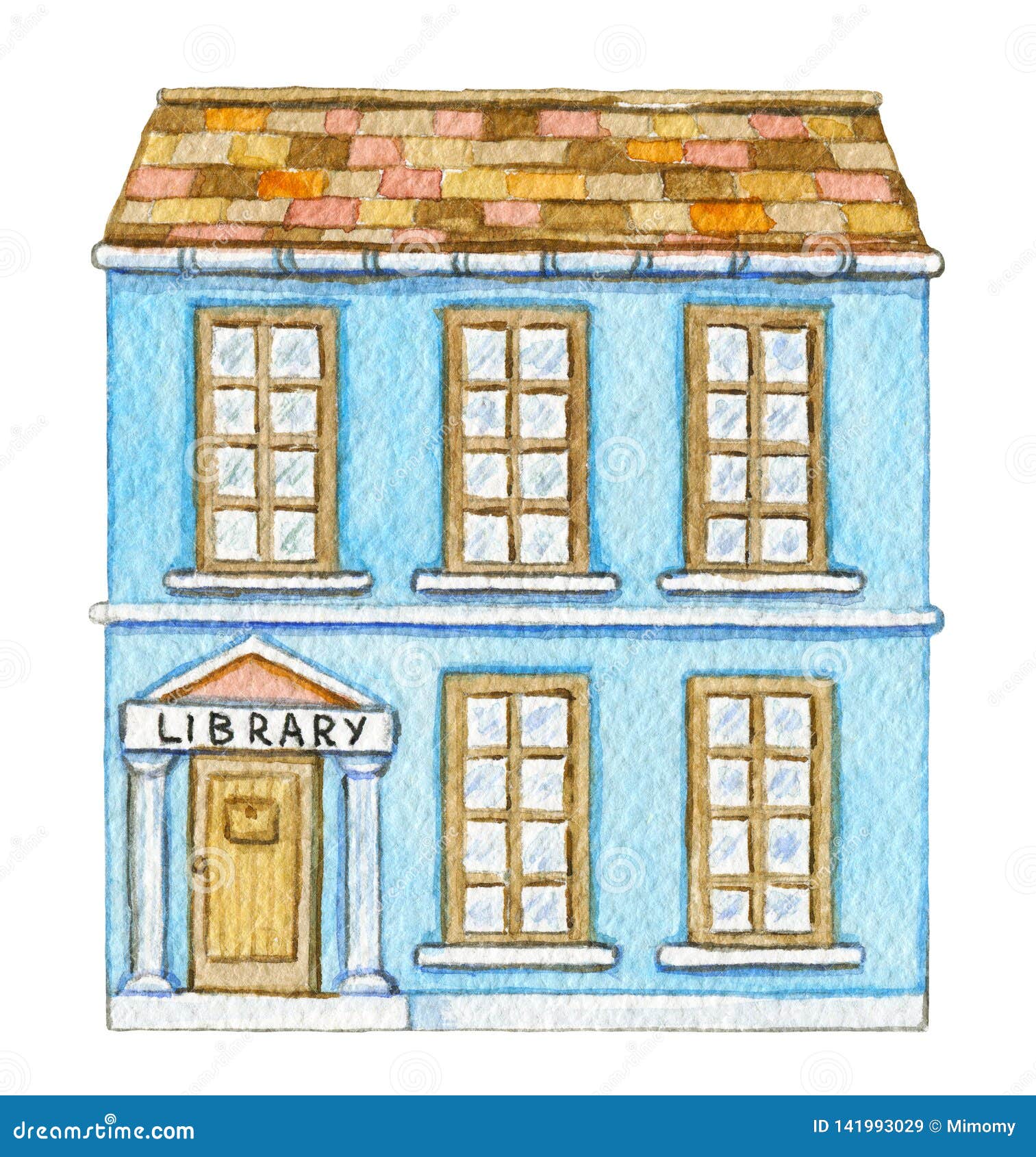 Watercolor Blue Cartoon Library Building Stock Illustration - Illustration of cottage, building: 141993029 Watercolor Blue Cartoon Library Building Stock Illustration - Illustration of cottage, building: 141993029