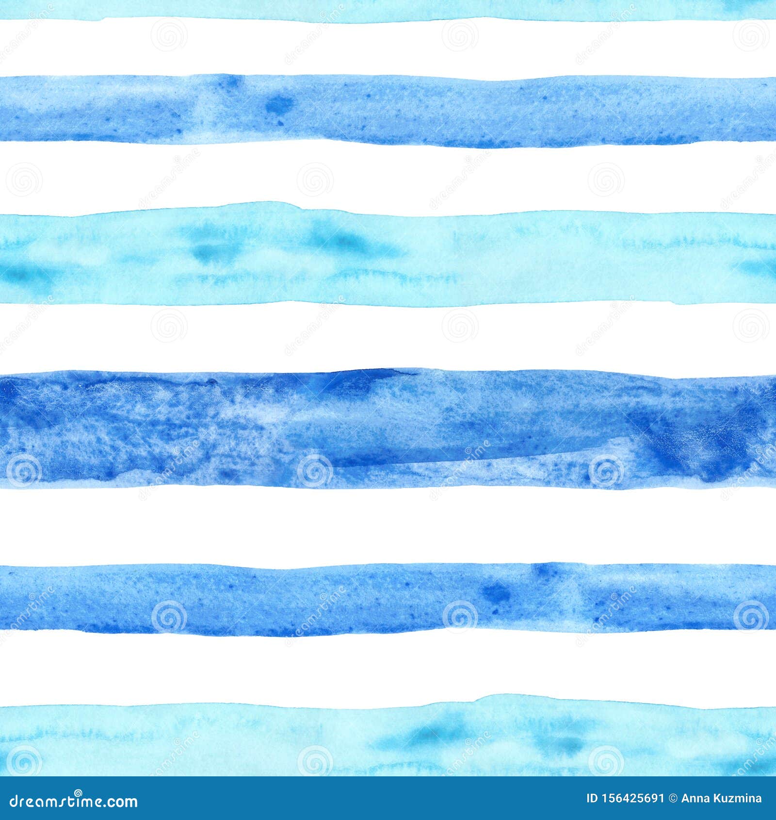 Blue Watercolor Stripes Signed Art Print Painting Art & Collectibles ...