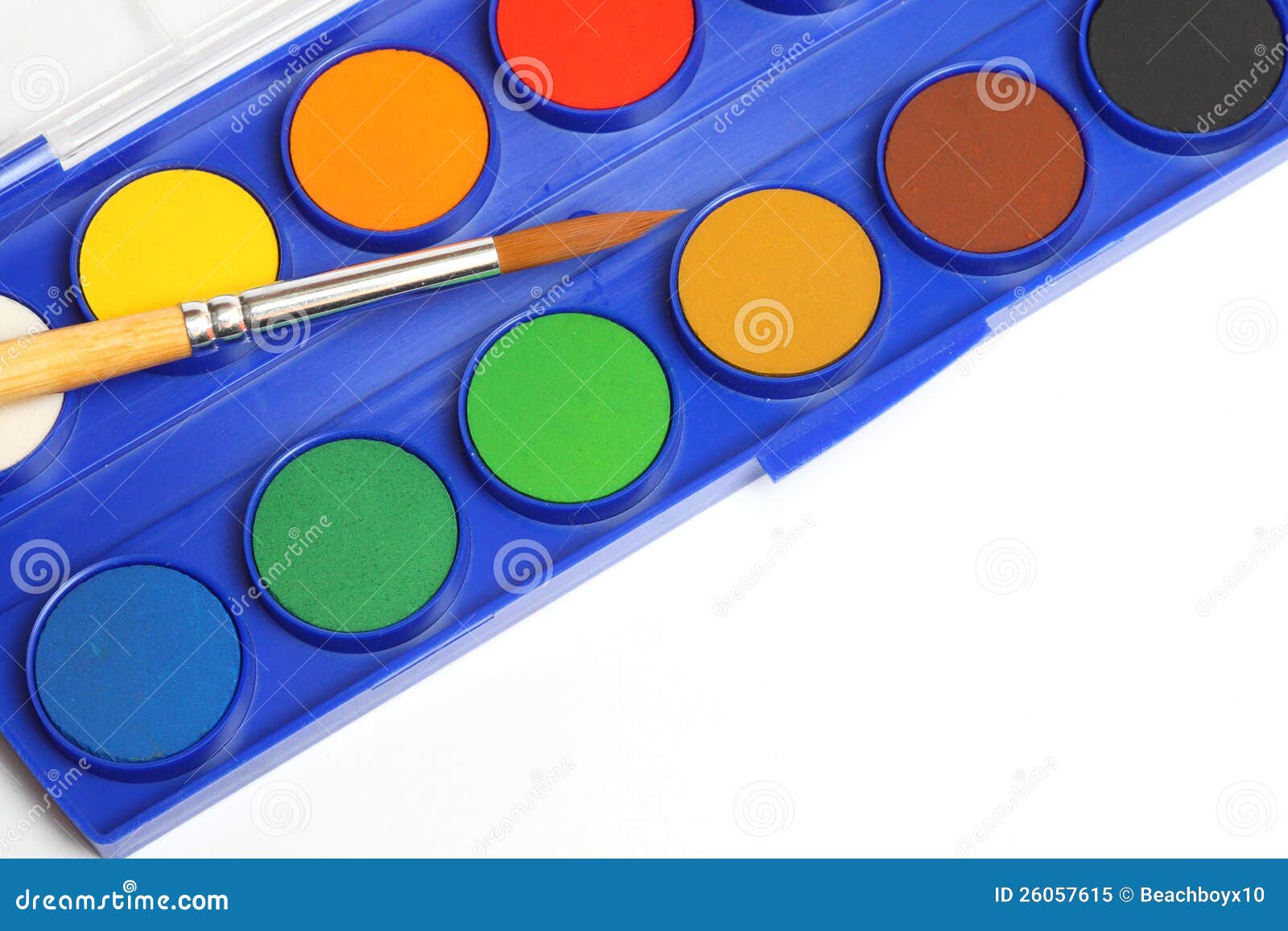 Watercolor and brush stock image. Image of paint, frame 26057615