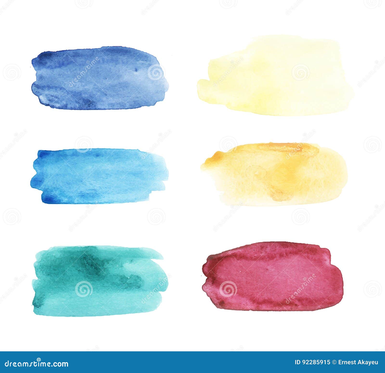 watercolor brushstrokes set. hand drawn  collection with colorful stains, spots, smears, horizontal .