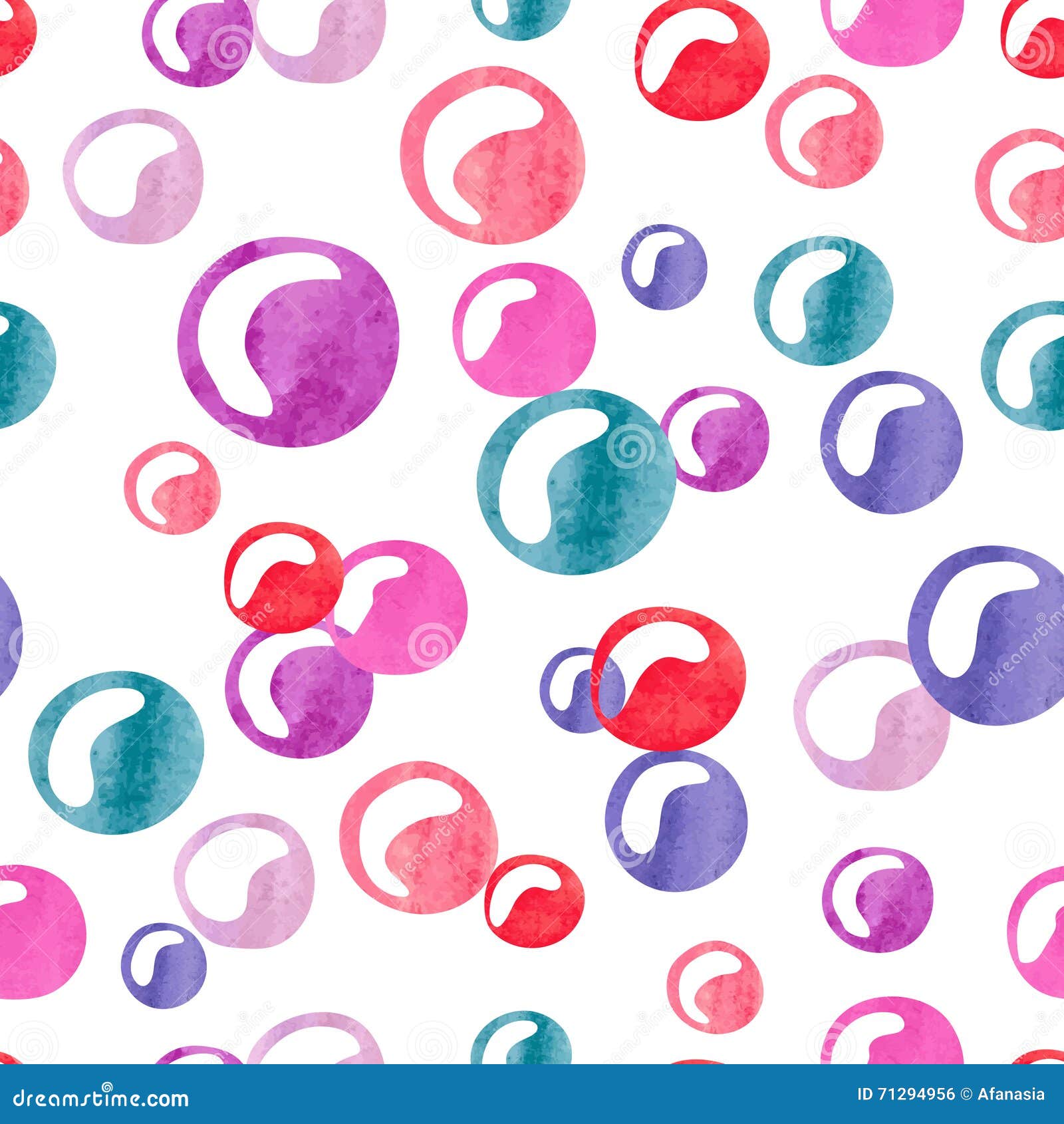 Watercolor Bubbles Seamless Pattern. Stock Vector Illustration of