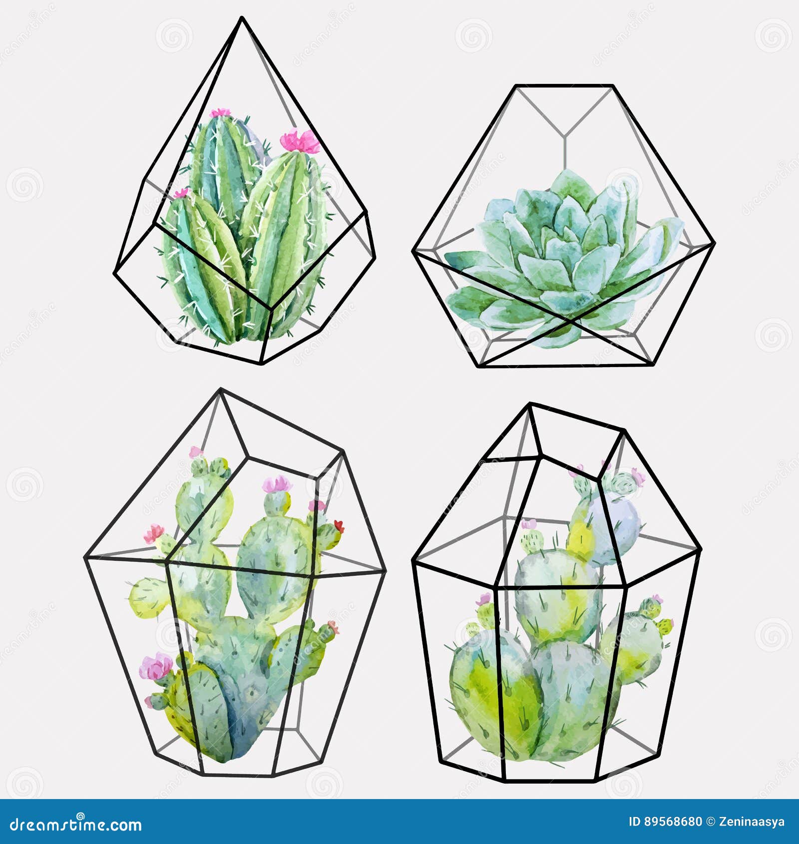Download Watercolor Cactus Vector Set Stock Vector - Illustration ...