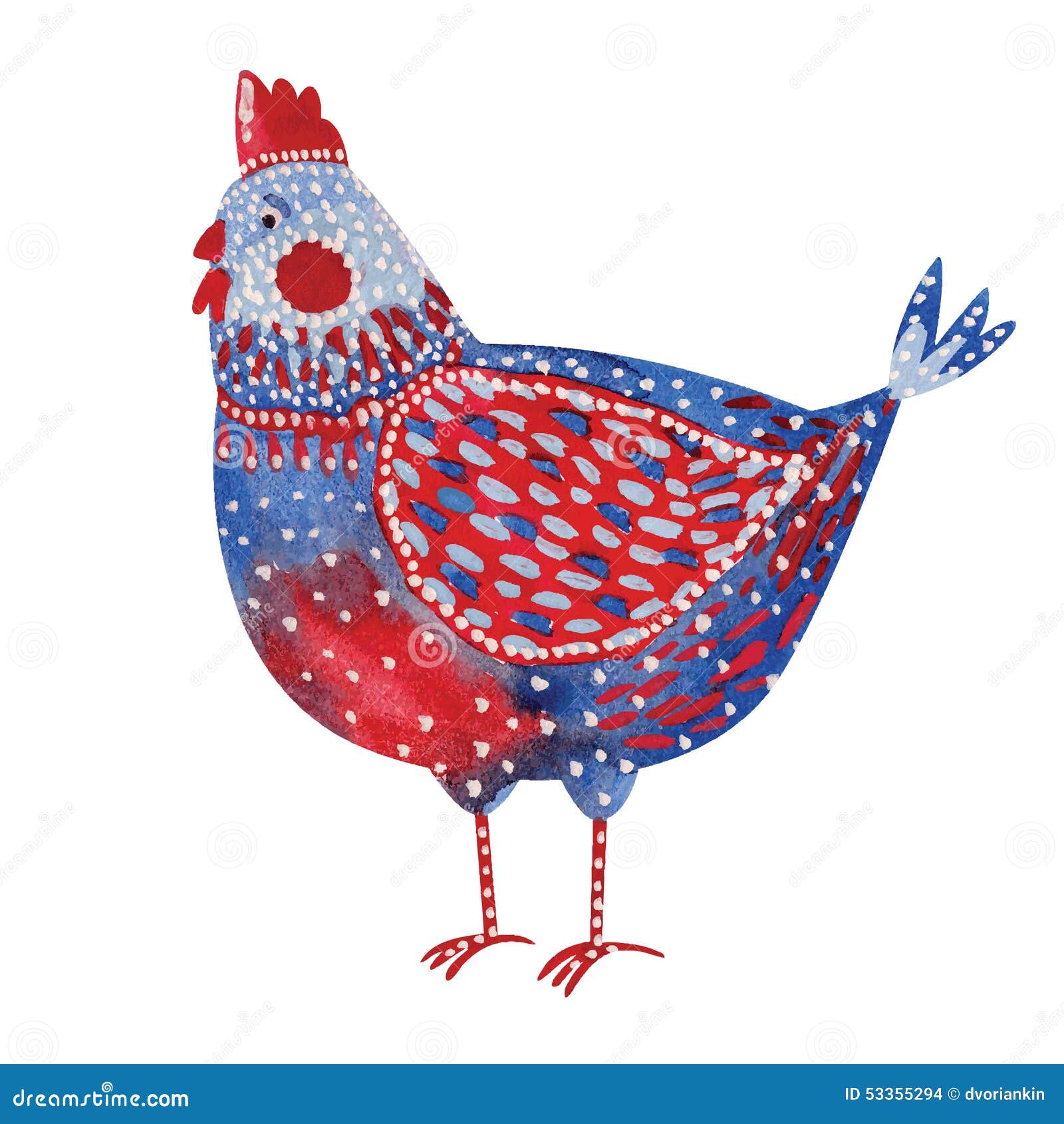 Download Watercolor chicken stock vector. Illustration of rural - 53355294