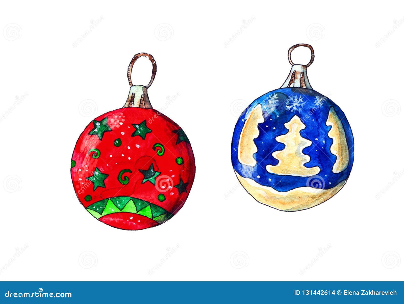 Watercolor Christmas balls stock illustration. Illustration of isolated