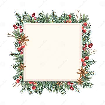 Watercolor Christmas frame stock illustration. Illustration of ...