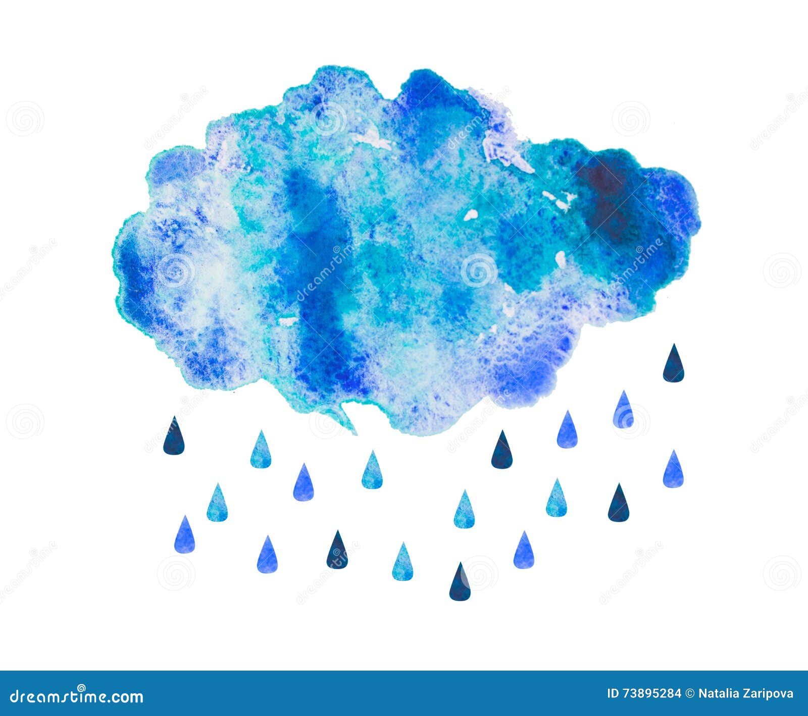 Watercolor Cloud, On White Background Stock Illustration - Illustration
