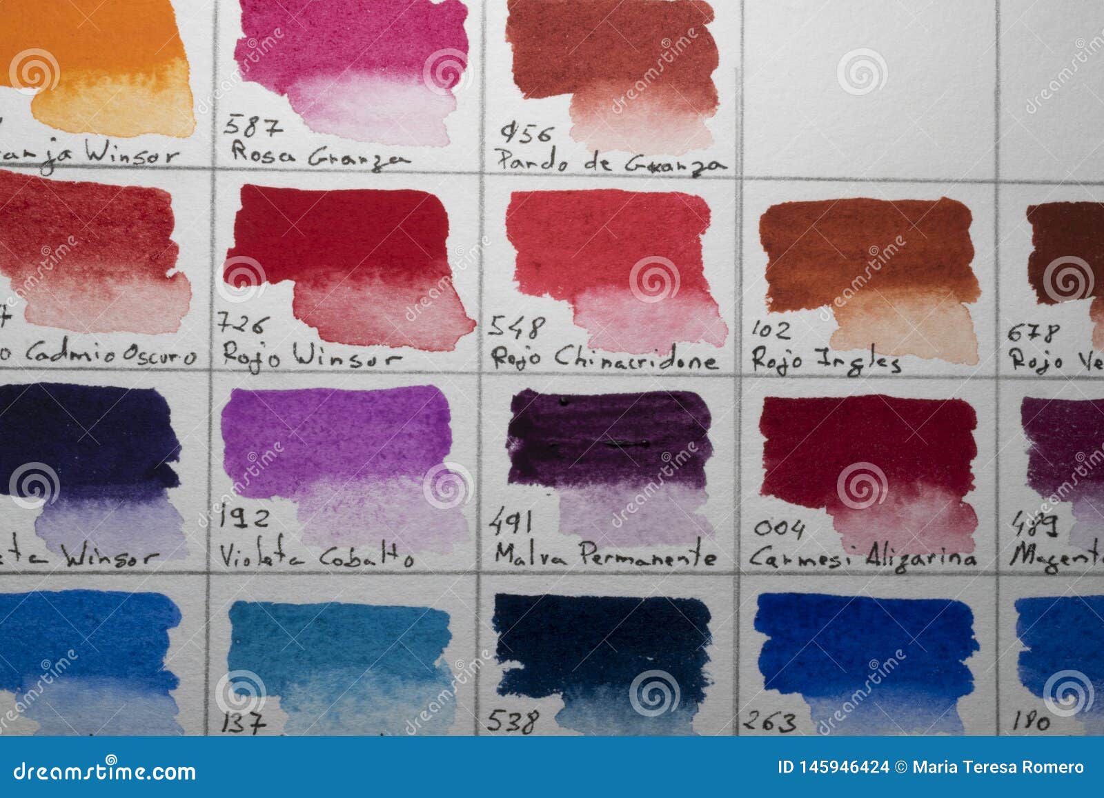 Watercolor Palette Chart