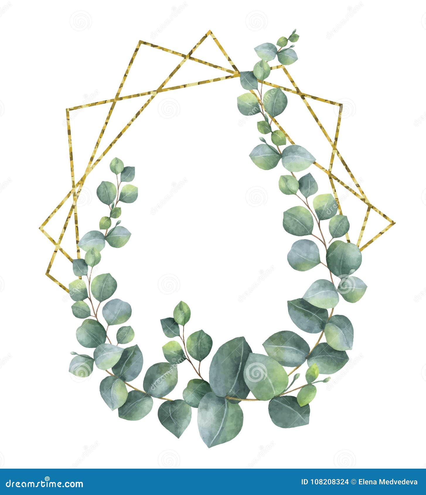 picture Free Gold Geometric Frame https www dreamstime com watercolor composition branches eucalyptus gold geometric frame spring summer flowers invitation wedding image108208324