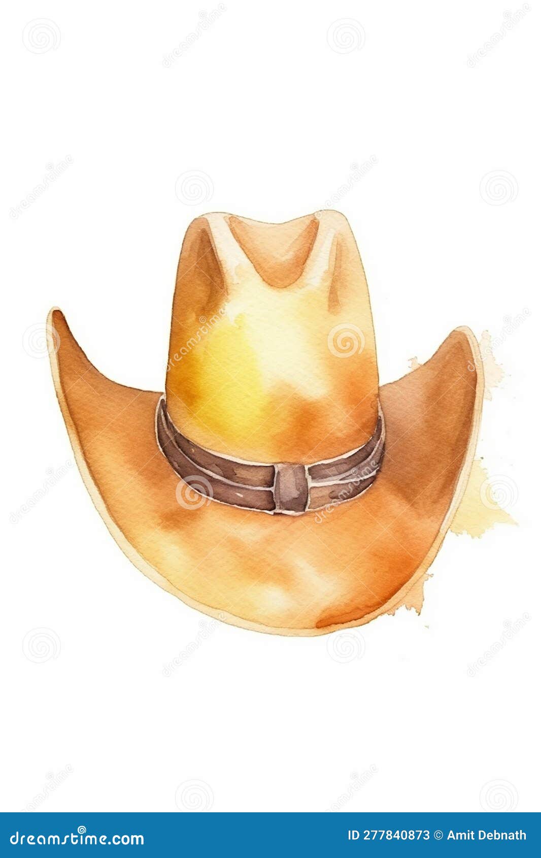 Watercolor Cowboy Hat on White Background Stock Illustration
