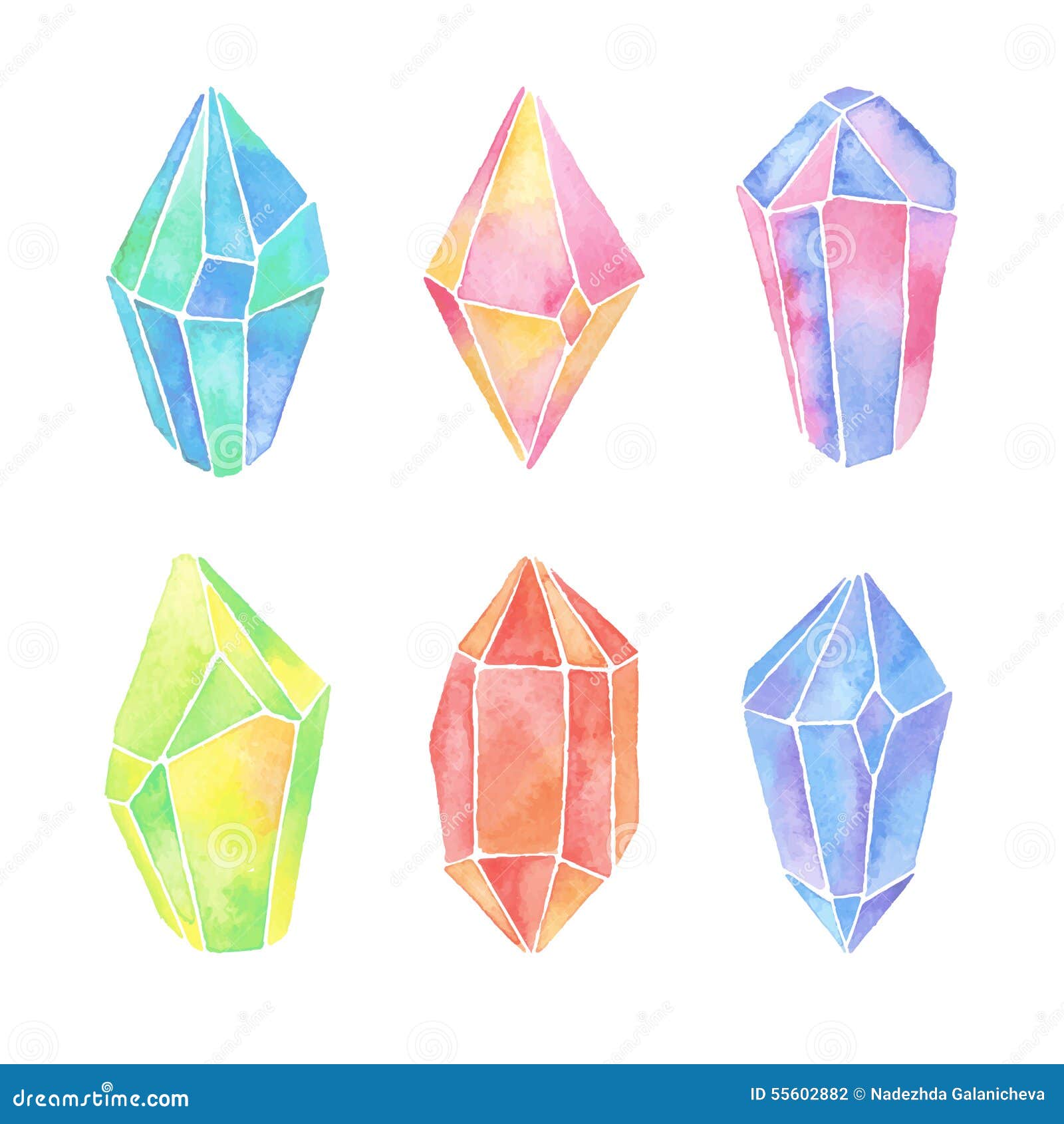 Download Watercolor crystals set stock vector. Illustration of ...